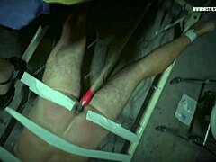 Dominatrix mistress aprils special bed for slave tornment with bondage punishment and electro kinky domination in military prison style