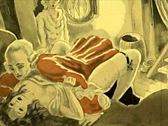 Vintage drawings with detailed artistic elements