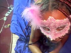 Sexy young afrolatina slut gives amazing blowjob to daddy who pounds her swollen pussy 😈
