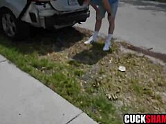 cuckold hubby shares his ebony wife to cover her car accident costs