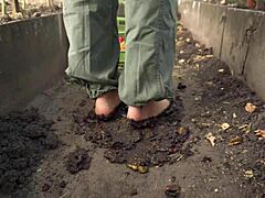 Squashing Tomatoes Barefoot in the Dirt for Relaxing ASMR Experience