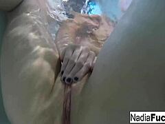 hey check out sexy blonde nadia masturbating solo with tits and ass in bath with rubber duckies 🛁🦆