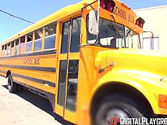 Digitalplayground - Steering The Bus Driver With Strapon Handjob And Cumshot In Pantyhose Femdom Action!
