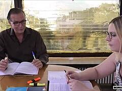 curvy teen student boris schwarz seduces her teacher for a secret hardcore fuck session with blowjob and cumshot