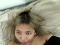 Watch My Indonesian Wife In New Lingerie Suck Me Off As Reward But She Refuses To Swallow My Cum!