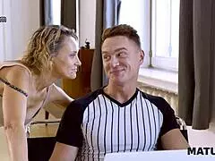 Mature Blonde Seduces IT Repairman for Affair!