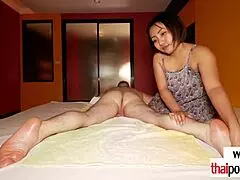 chubby thai teen masseur pai can't resist white cock