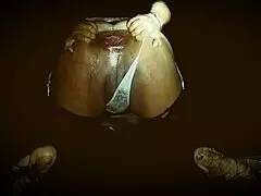 Fat trans whore in lingerie kicks balls and destroys ass with dildo!