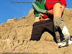 Hot Couple Masturbates Naked Outdoors on Beach with Cum