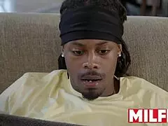 friend catches stepmom getting fucked next to him in interracial milf action