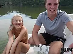 Hey, Watch This Blonde Teen Get Banged for Cash on a Boat with European Sluts