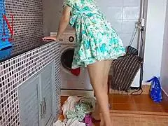 damn, housewife dominated and fucked hard in washing machine with pussy licking!