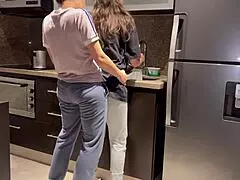 Wife Fucked Hard in Kitchen Before Stepmom Arrives