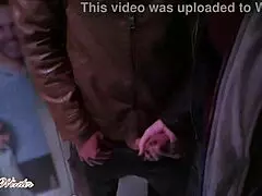 Blonde stewardess gets fucked in public airport