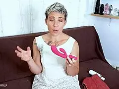 She tries the wild rabbit toy and loves it