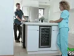 Ebony Stepdaughter's Secret Affair with Stepbrother in Bathroom