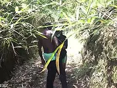 A university student got fucked at the bush track while coming back but she later enjoyed the hot sex somewhere in africa