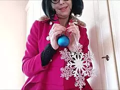 Stepmom's Dirty POV Roleplay as Secretary in Lingerie and Glasses for Christmas Gift.