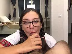 hey teen in uniform, wanna suck stepdad's huge dick on knees for a massive facial?