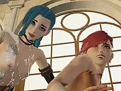 Detailed 3D Hentai Sex with Vi and Jinx in Arcane