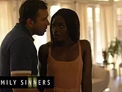 Petite brunette ana foxxx gets excited by her sister's boyfriend, sucking his cock and riding in doggystyle pussy pounding