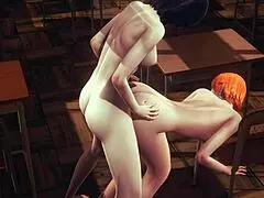 Gwen's Intense Futanari Blowjob in Classroom
