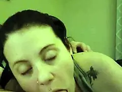 Hot wife gags on cock in deepthroating session on bed