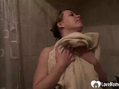 sexy babe in shower masturbates her horny pussy with small 18+ tits 😍