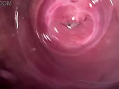 camera inside horny teen's creamy pussy