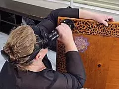 hey, check out this mature blonde pawg milf getting penetrated by bbc dildo doggystyle while masturbating and riding pov