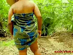 Masked african amateur bangs step mother in forest hideout, shocking pov