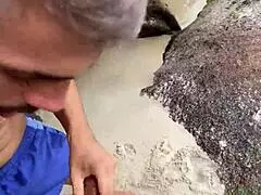 straight guy on beach kept eyeing my cock, so i helped