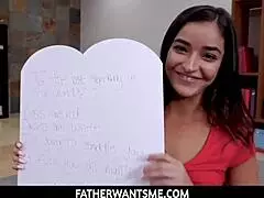 Blindfolded stepdaughter meets stepdaddy