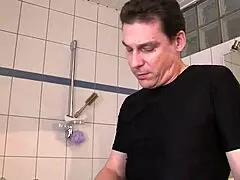 two slutty milfs sucking cocks in group threesome 😈