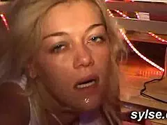 Amateur lesbian milfs share intense moments in public sauna