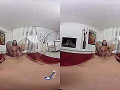 Asian petite brunette gets feet wet in POV virtual sex blowjob