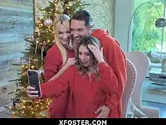 Cute Blonde Teen 18+ Enjoys Christmas Threesome with Foster Parents - Foster Tapes