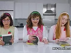 these geek chicks are horny for books and cocks