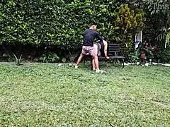 I fuck this hot mature woman in the garden