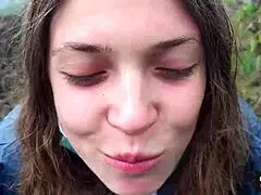 Riskiest public blowjob on Bali volcano POV