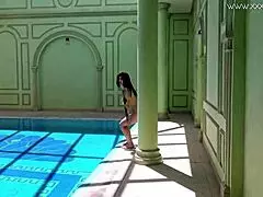 sheril blossom, the russian babe with big tits, smokes naked underwater.