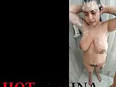 Lauren Latina fucks neighbor in Medellin shower, voyeur's delight