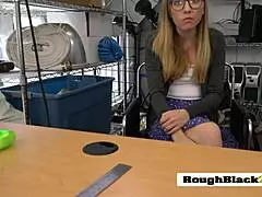 She says, Fuck me doggystyle in the office with your big black cock.