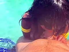Ivy Sherwood deepthroats cock in pool blowjob frenzy