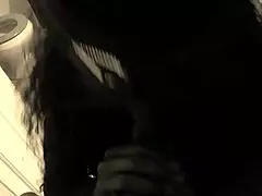 Sloppybecky sucks big black dick in bathroom with handjob and blowjob