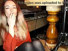 wife enjoys smoking a cigarette