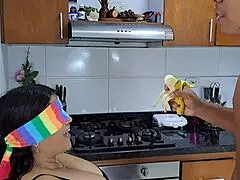 Playing with My Stepmother in Kitchen and Shoving Cock in Her Mouth