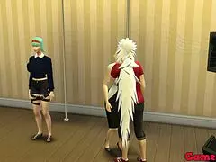 Bulma and Numero 17 ask Jiraiya how to dance?