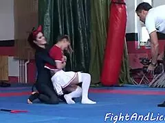 Smalltits babe fights in lesbian wrestling action