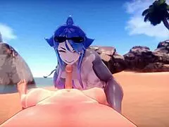 monster girl island hentai game shark mermaid massage on beach